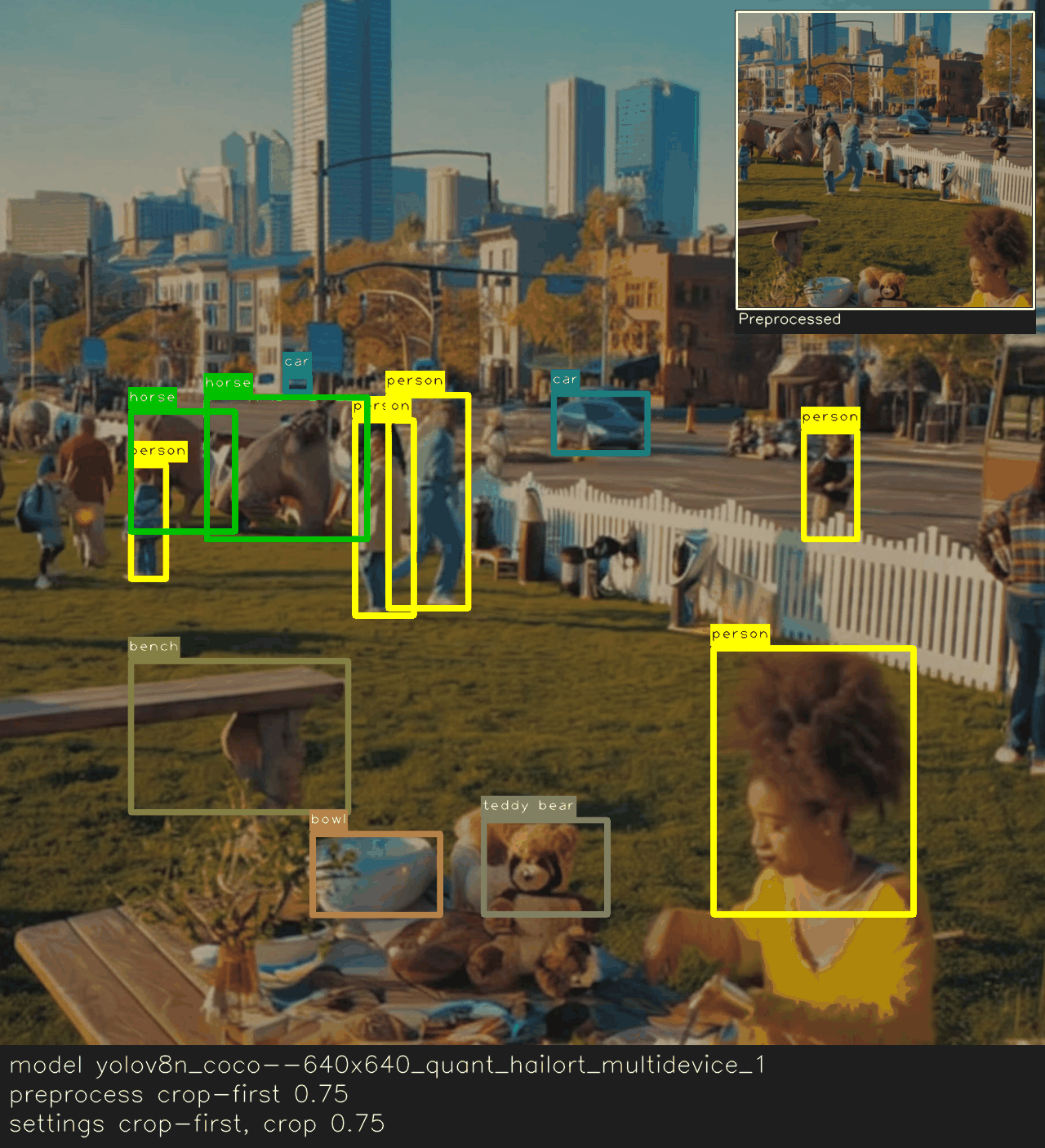 Overlay and preview showing crop-first preprocessing with crop percentage 0.75.